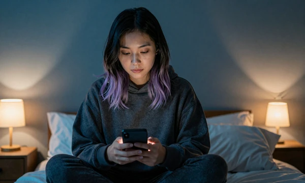 Thoughtful anonymous dating member with low comfort level resting at home